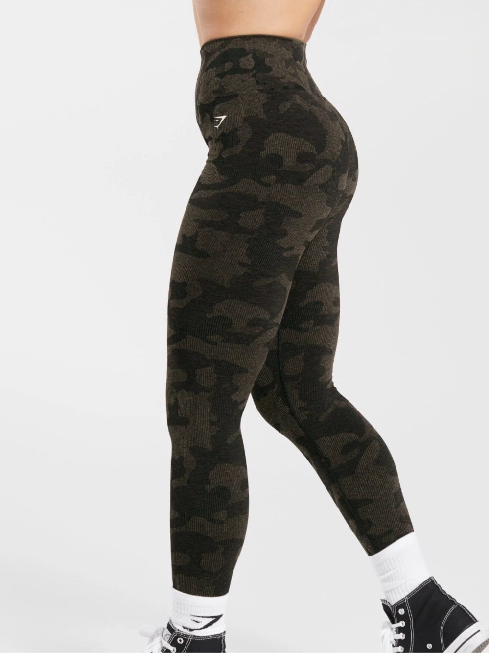 Gymshark Adapt Camo Seamless Ribbed Leggings  Black/Camo Brown